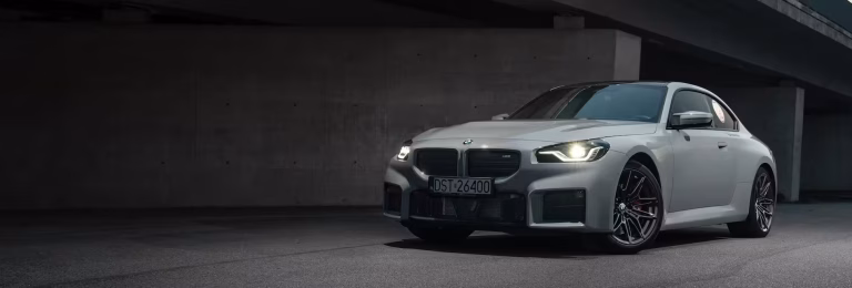 BMW M2 parked in a residential car park after being recovered following a theft in Täby