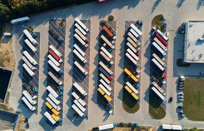 Trucks parked